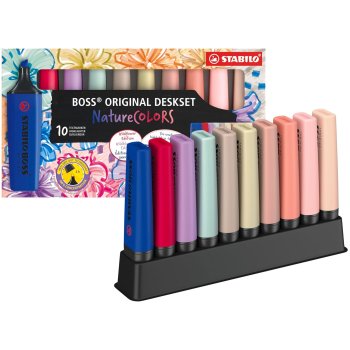 Krāsaino marķieru komplekts STABILO BOSS ORIGINAL NatureCOLORS Wildflower, iepakojumā 10 gab.